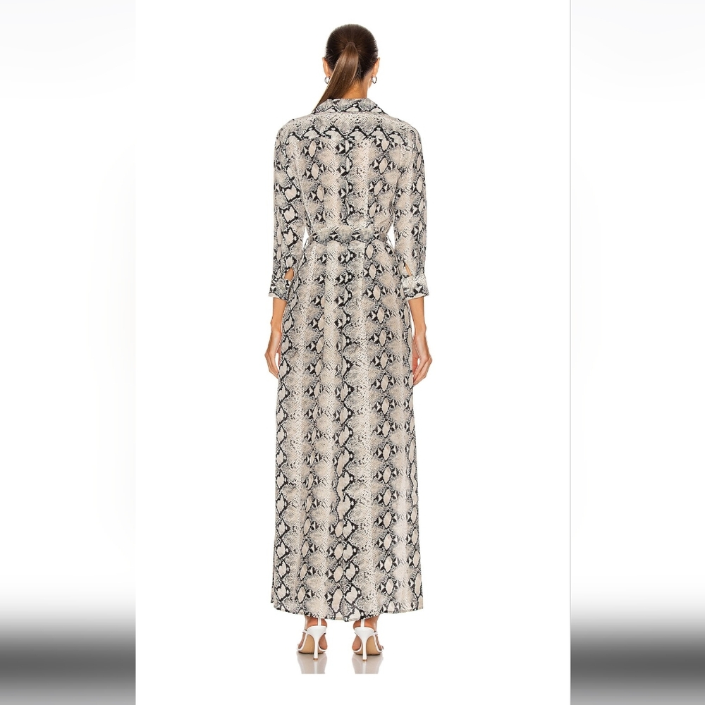 L'Agence Womens Maxi Dress Cameron Shirt 100% Silk Snake Python Print Medium - Picture 17 of 17